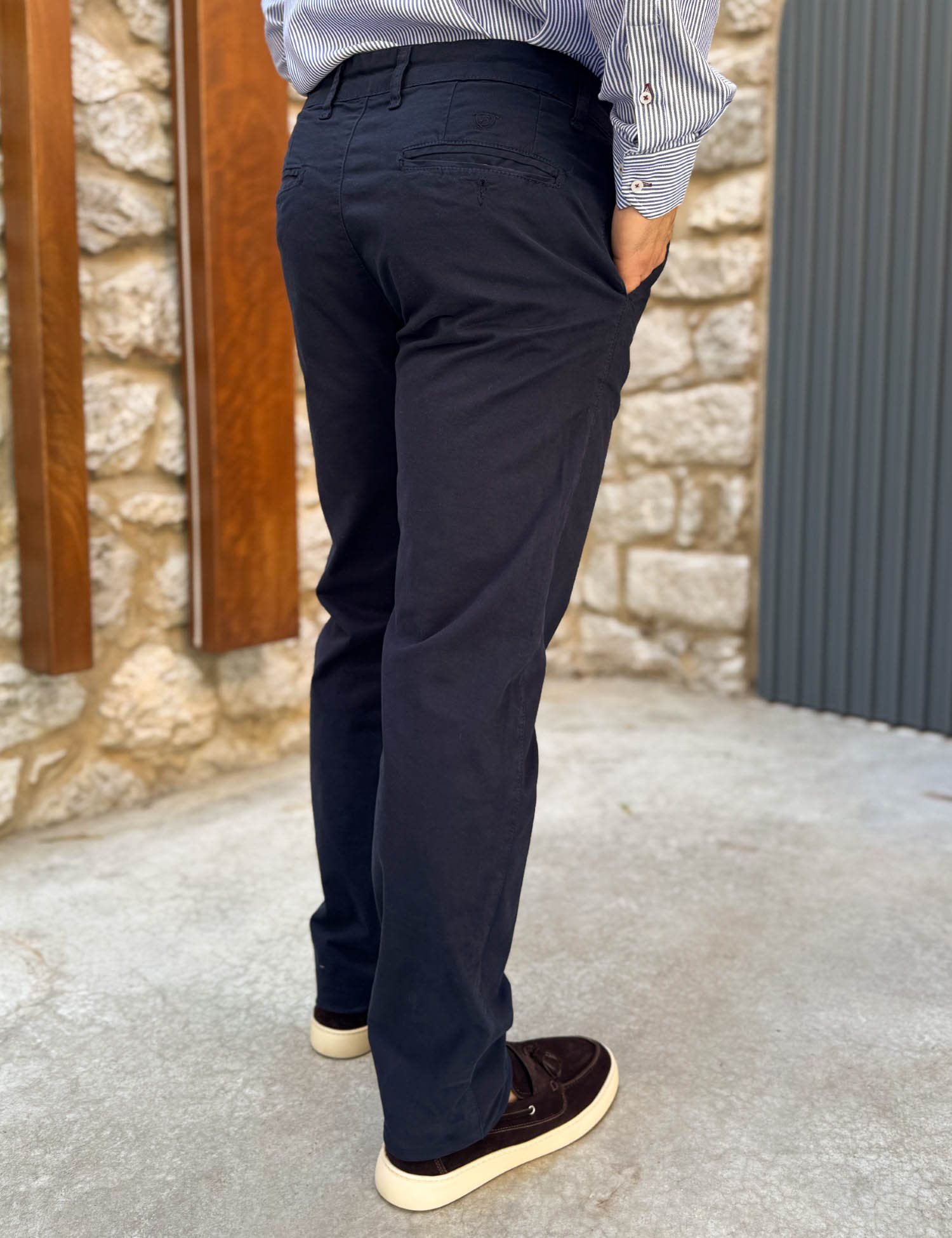 Ανδρικό μπλε παντελόνι καπαρντίνα Chinos BO1909 φωτογραφία